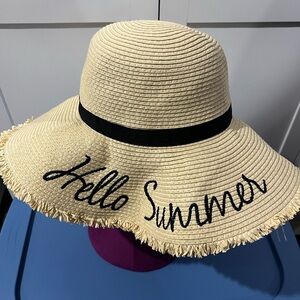 New Hello Summer Straw Sun Hat with Black Band